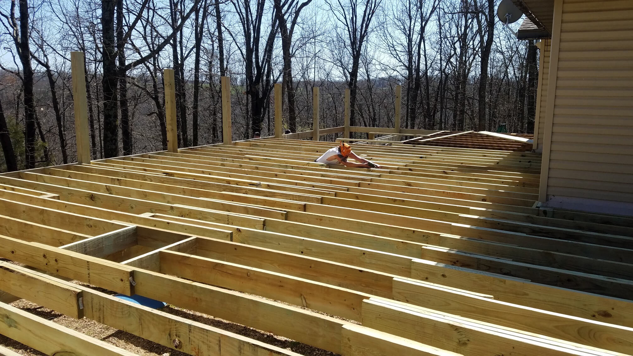 New deck construction at a residential property